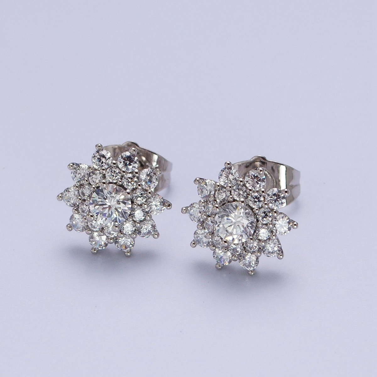 Pink, Clear, Green Celestial Star Flower CZ Stud Earrings | AB025 AB026 AB027 - DLUXCA