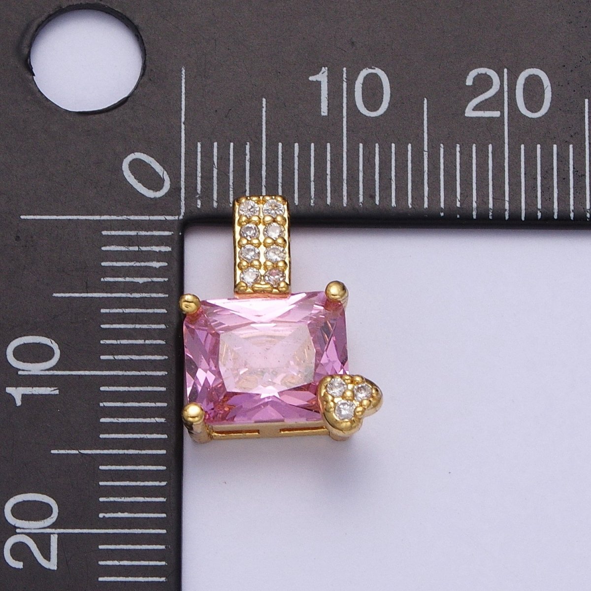 Pink / Clear Rectangle Cubic Zirconia Micro Paved CZ Heart Pendant H-923 H-930 - DLUXCA