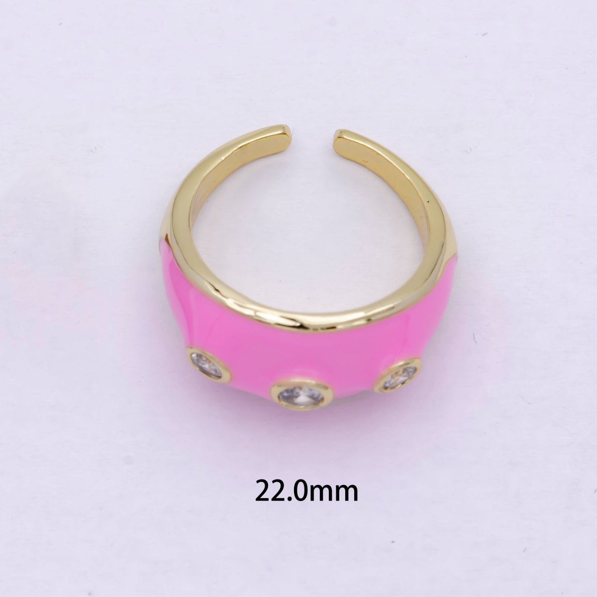 Pink Dome Ring Gold Filled Ring with CZ S-234 - DLUXCA