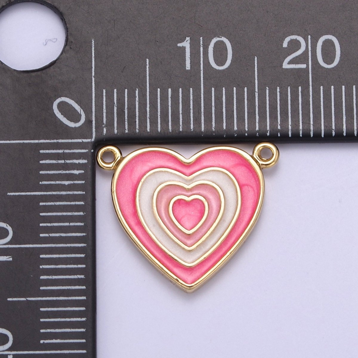 Pink Enamel Heart Charm Connector with You are Loved for Valentine Jewelry Making Supply F-814 - DLUXCA