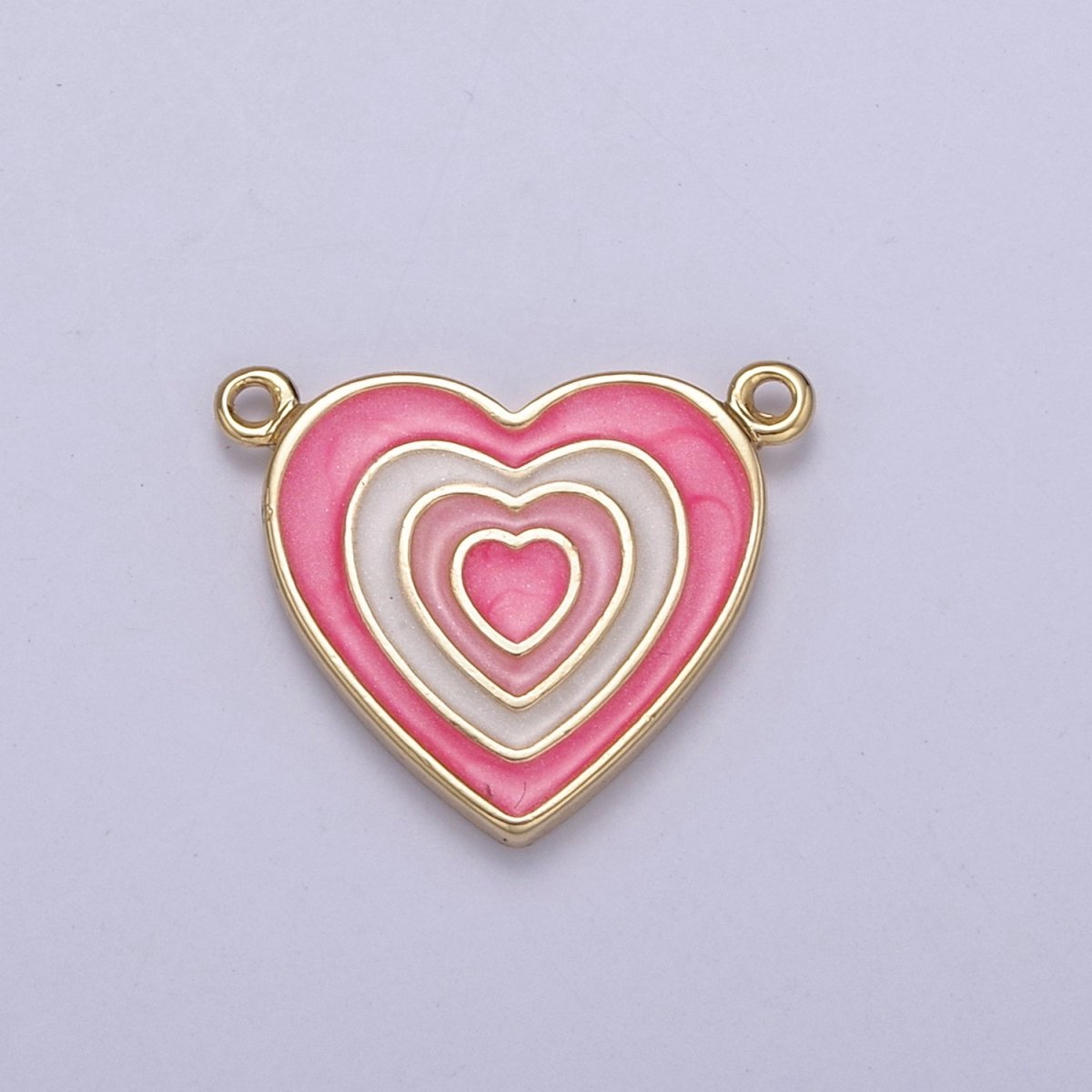 Pink Enamel Heart Charm Connector with You are Loved for Valentine Jewelry Making Supply F-814 - DLUXCA