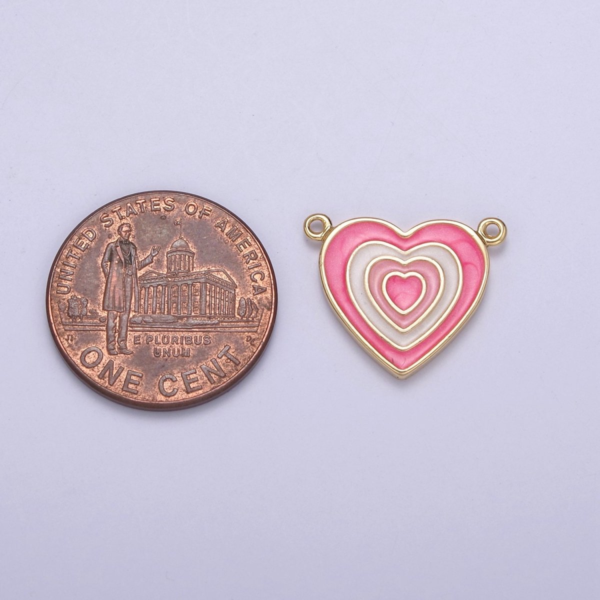 Pink Enamel Heart Charm Connector with You are Loved for Valentine Jewelry Making Supply F-814 - DLUXCA