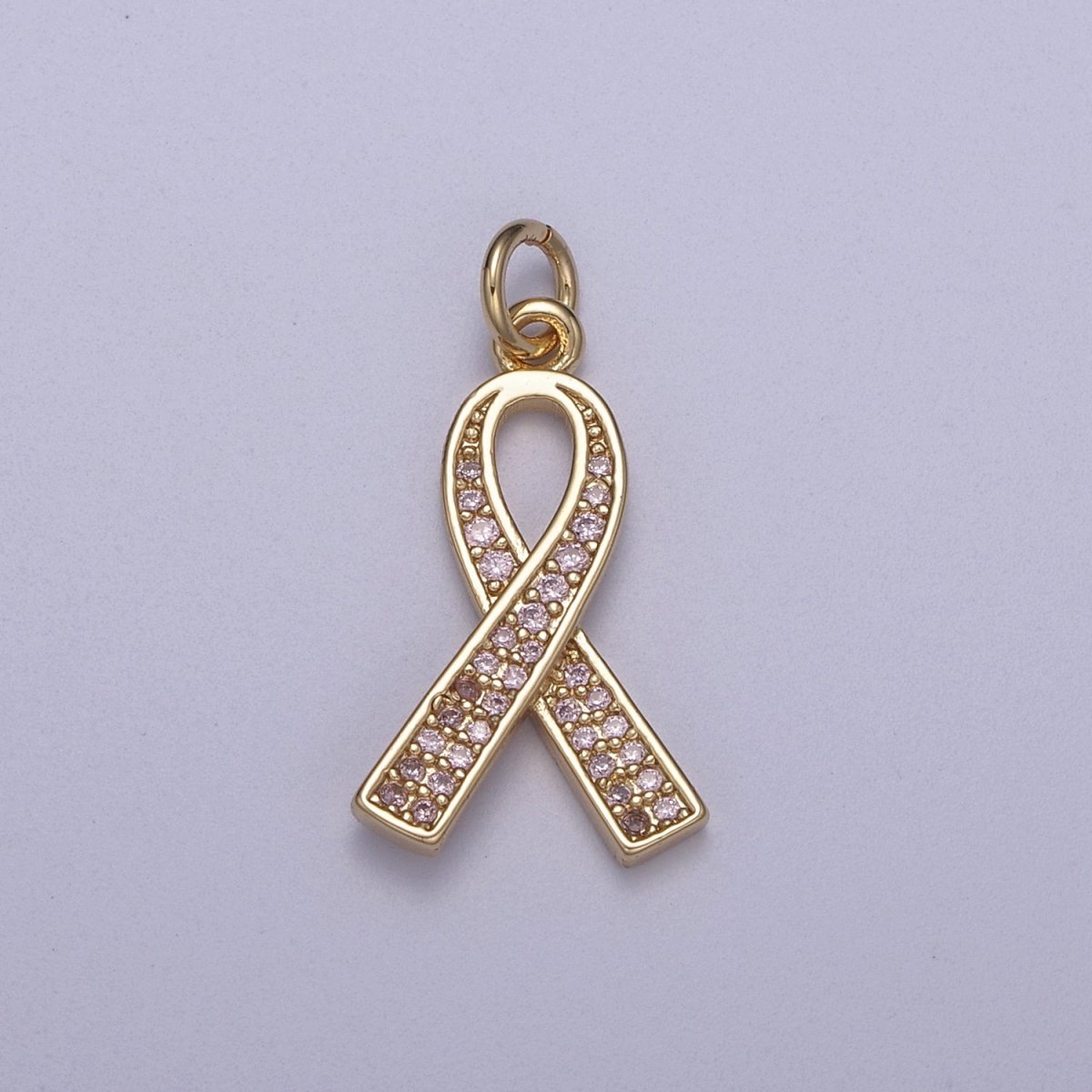 Pink Gold Filled Ribbon Charms, Breast Cancer Awareness, October Ribbon Pendant for Bracelet Earring Necklace N-312 N-313 - DLUXCA