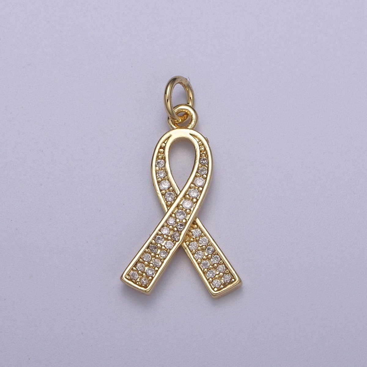 Pink Gold Filled Ribbon Charms, Breast Cancer Awareness, October Ribbon Pendant for Bracelet Earring Necklace N-312 N-313 - DLUXCA