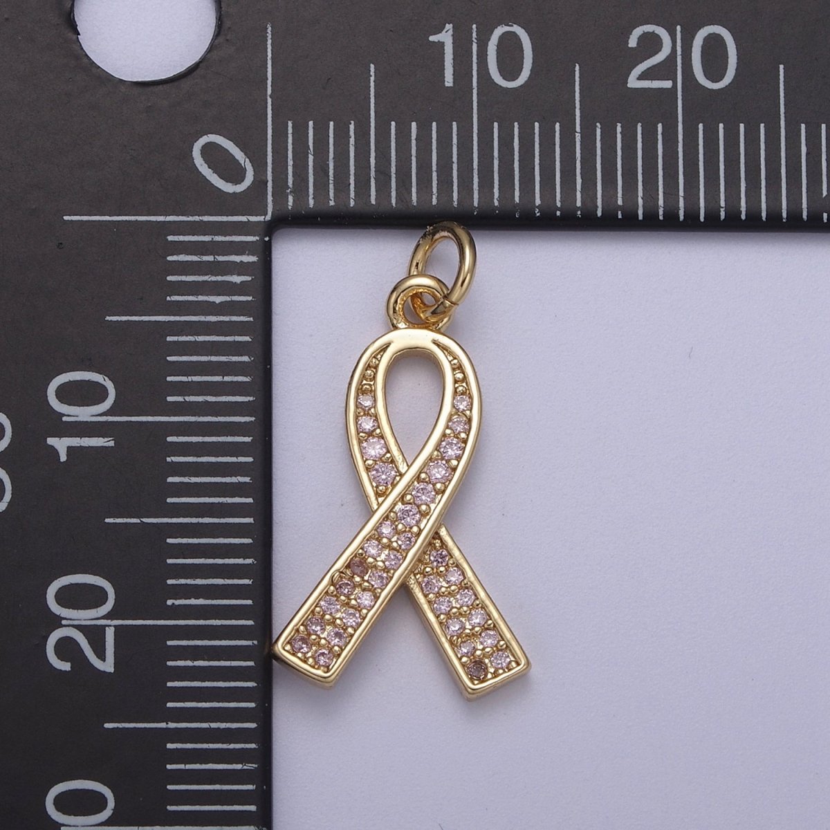 Pink Gold Filled Ribbon Charms, Breast Cancer Awareness, October Ribbon Pendant for Bracelet Earring Necklace N-312 N-313 - DLUXCA