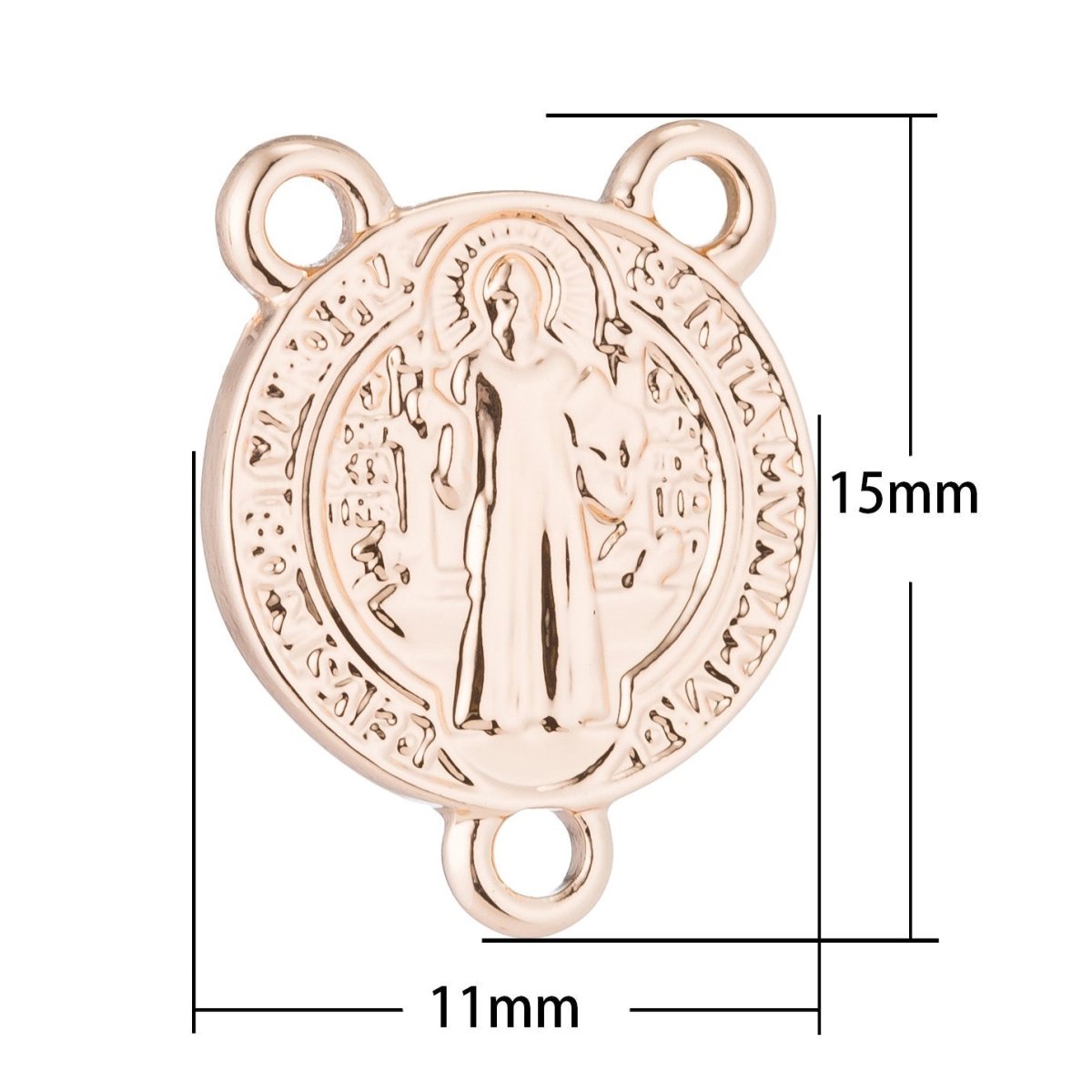 Pink Gold Rosary Medal Metal Part, Double Sided, Cross, Rosary Making Supply, Necklace Pendant, Findings for Jewelry Making F-202 - DLUXCA