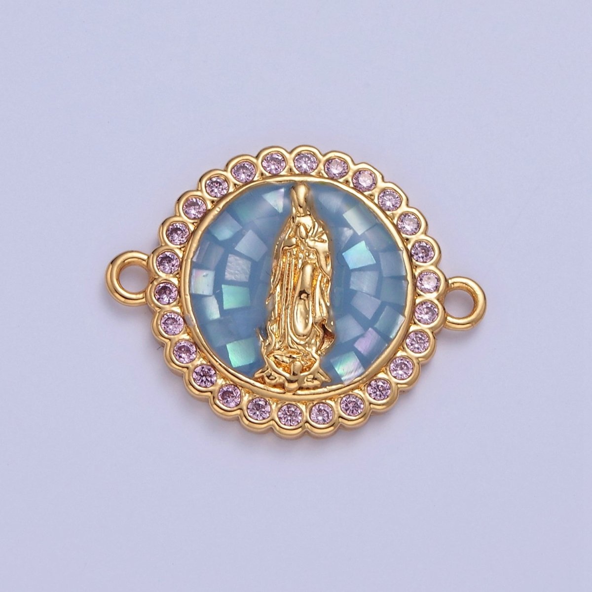 Pink Lady Guadalupe Charm Connector Round Virgin Mary Link Connector F-651~F-654 - DLUXCA