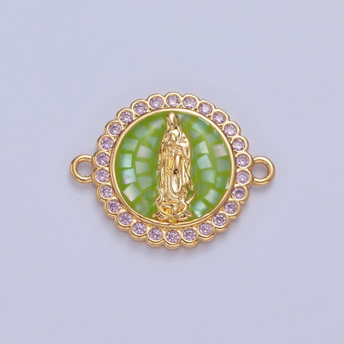 Pink Lady Guadalupe Charm Connector Round Virgin Mary Link Connector F-651~F-654 - DLUXCA