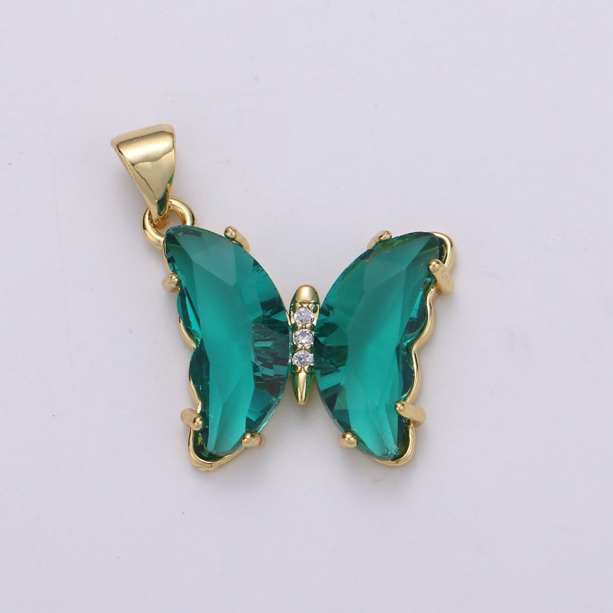 Pink Mariposa Butterfly Charm Acrylic Butterfly Charm Glass Pendant for Necklace Earring Bracelet Component in 24k Gold Filled Tarnish Free J-140~J-146 - DLUXCA