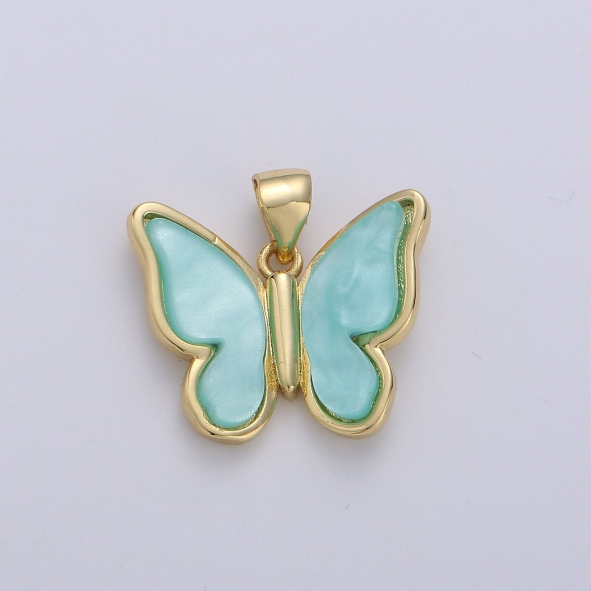Pink Mariposa Butterfly Charm Pearl Butterfly Charm Acrylic Pendant for Necklace Earring Bracelet Component in Real Gold Plated Tarnish Free I-762~I-764 - DLUXCA