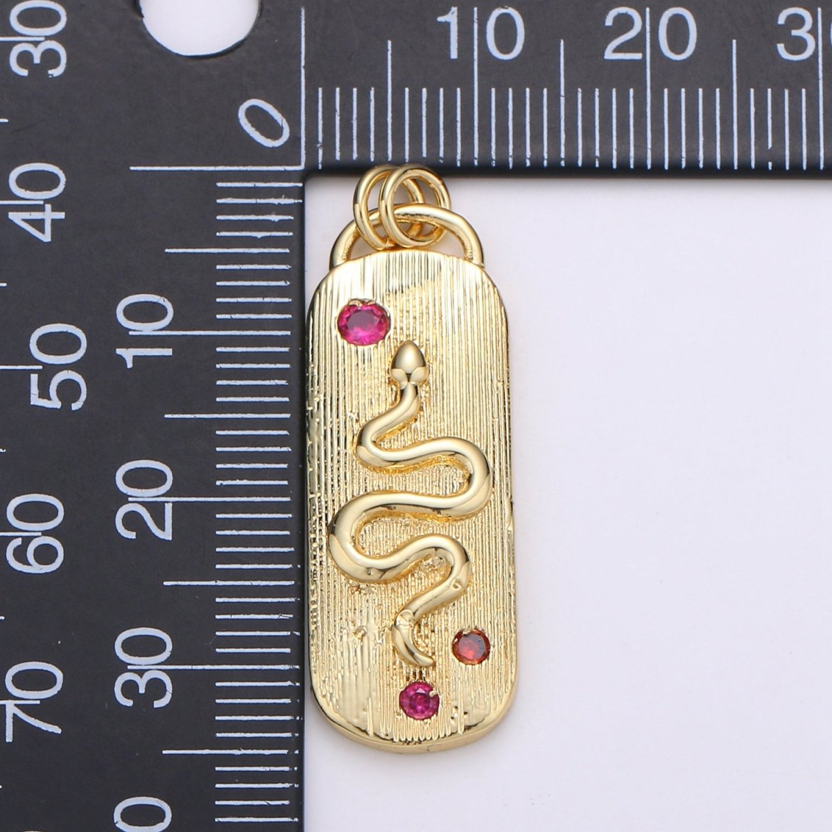 Pink Micro Pave Snake charm, Gold Filled Snake Charm, Animal Charm Gold Serpent Charm Necklace Pendant Finding for Jewelry Making Supply D-905 - DLUXCA