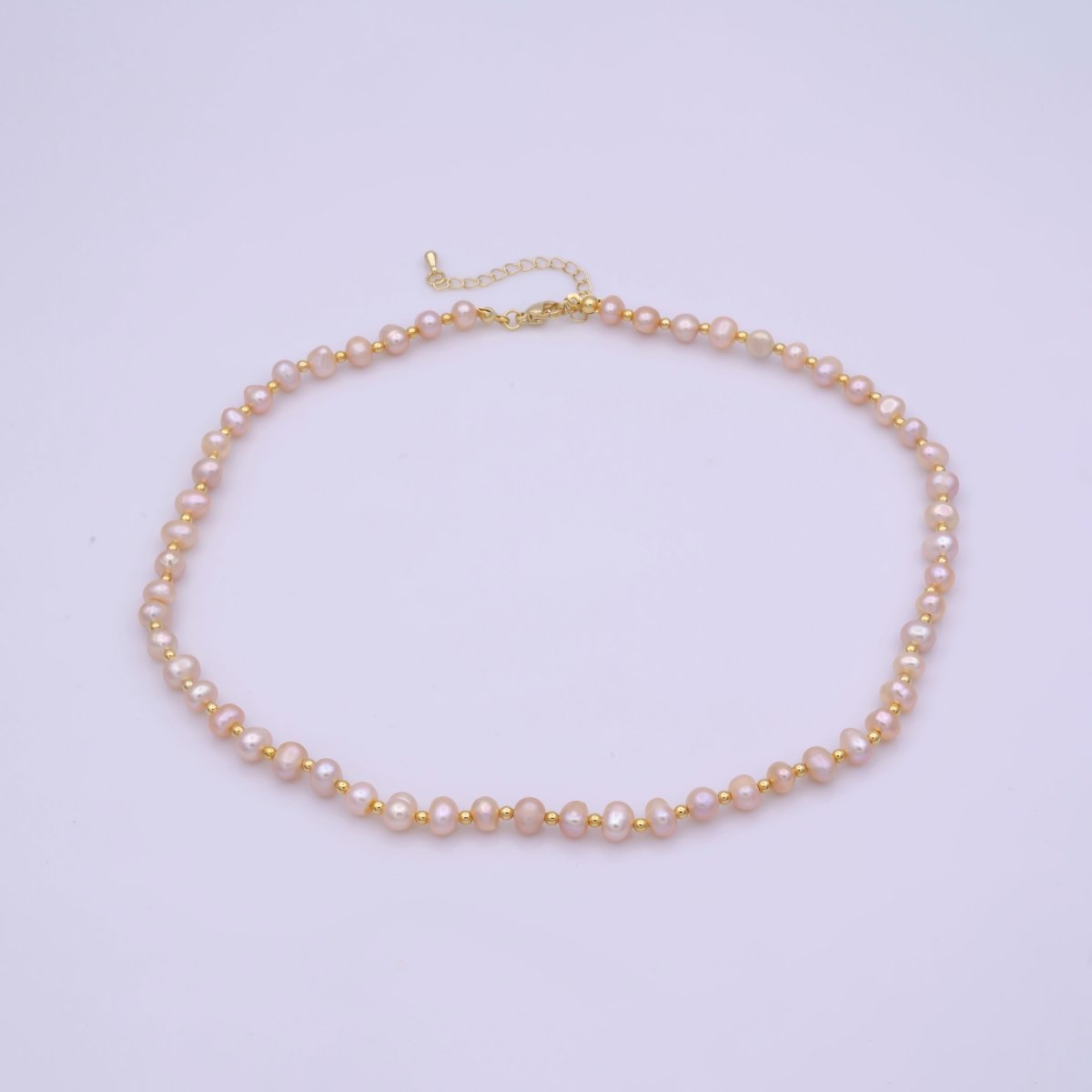 Pink Pearl Necklace | Pink Fresh Water Pearls | Classic Real Pearl Necklace 16.7 inch + 2 inch extender | WA-407Clearance Pricing - DLUXCA