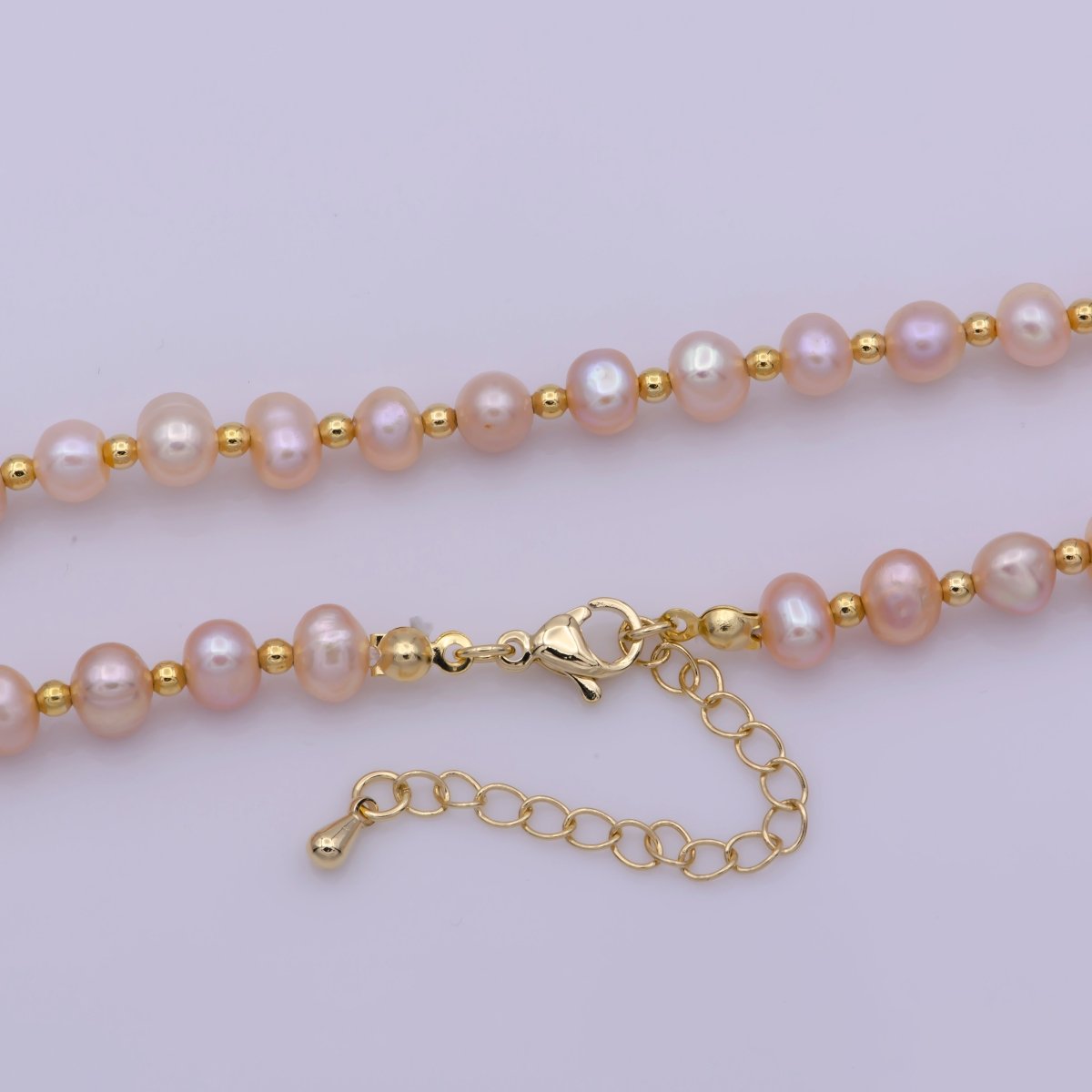 Pink Pearl Necklace | Pink Fresh Water Pearls | Classic Real Pearl Necklace 16.7 inch + 2 inch extender | WA-407Clearance Pricing - DLUXCA