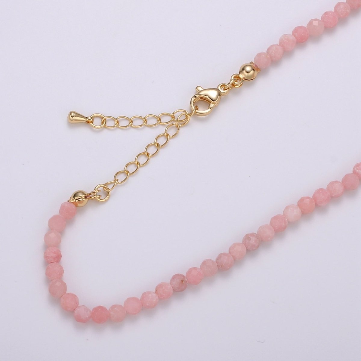 Pink Rose Quartz Natural Gemstone Beads Necklace Ready To Wear | WA-014 Clearance Pricing - DLUXCA