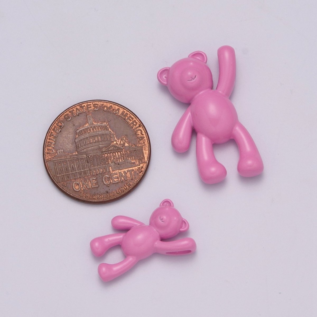 Pink Teddy Bear Charm Dangle Pendant Hold My Hand Bear Hug Charm for Necklace Bracelet Earring Supply M-821 M-822 - DLUXCA