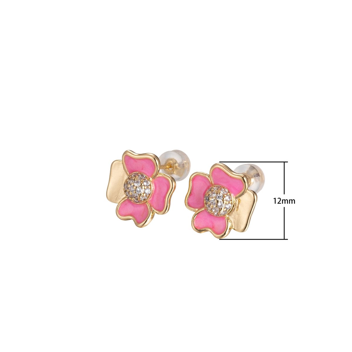 Pink/White Flower Petal Stud Earrings CZ Beauty Floral Nature Theme Daily Wear Earring Jewelry P-192~P-193 - DLUXCA