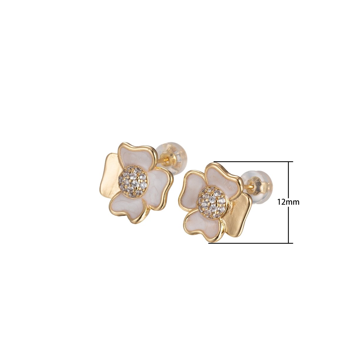 Pink/White Flower Petal Stud Earrings CZ Beauty Floral Nature Theme Daily Wear Earring Jewelry P-192~P-193 - DLUXCA