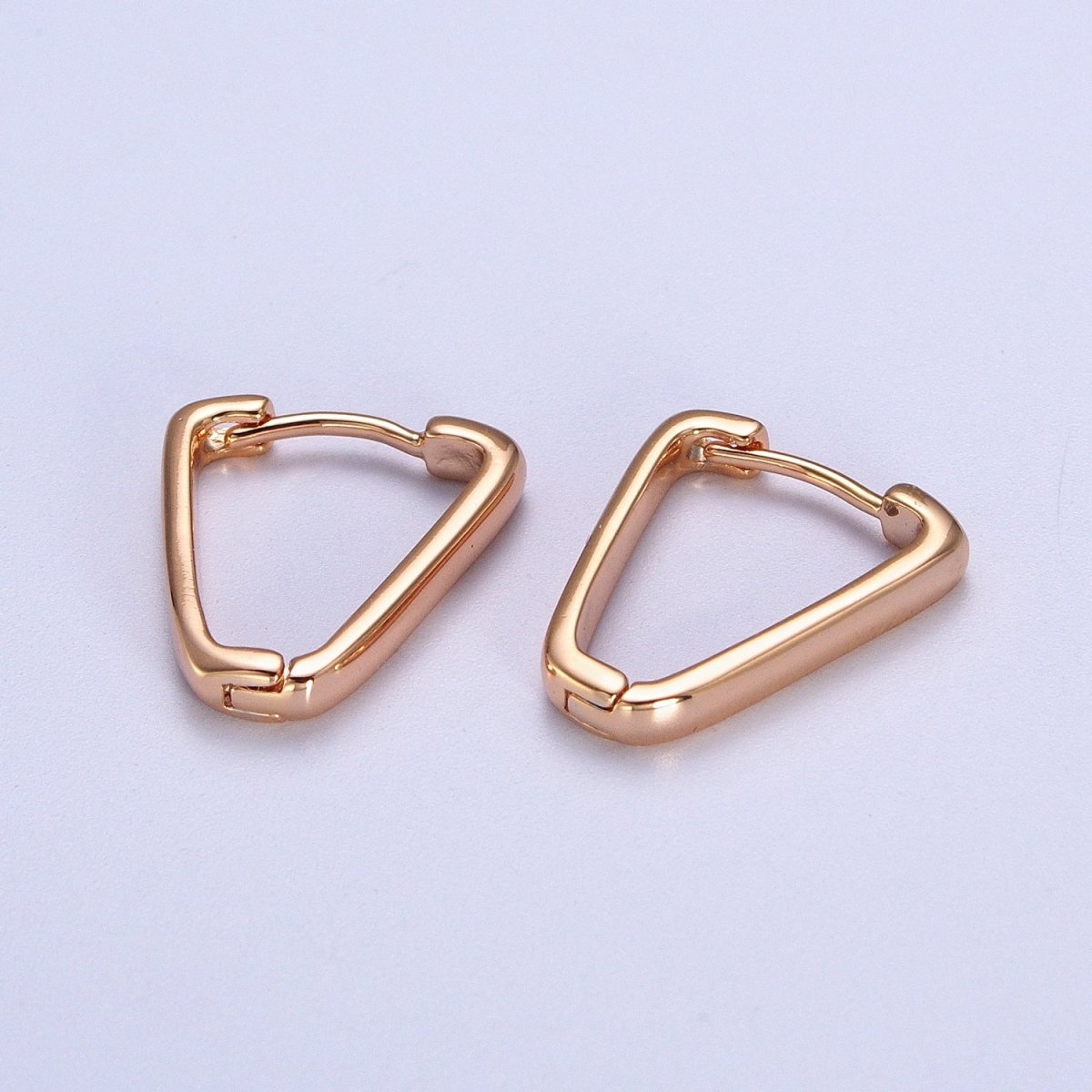 Pinky Gold Triangle Geometric 17.3mm Huggie Hoop Earrings | V-040 - DLUXCA