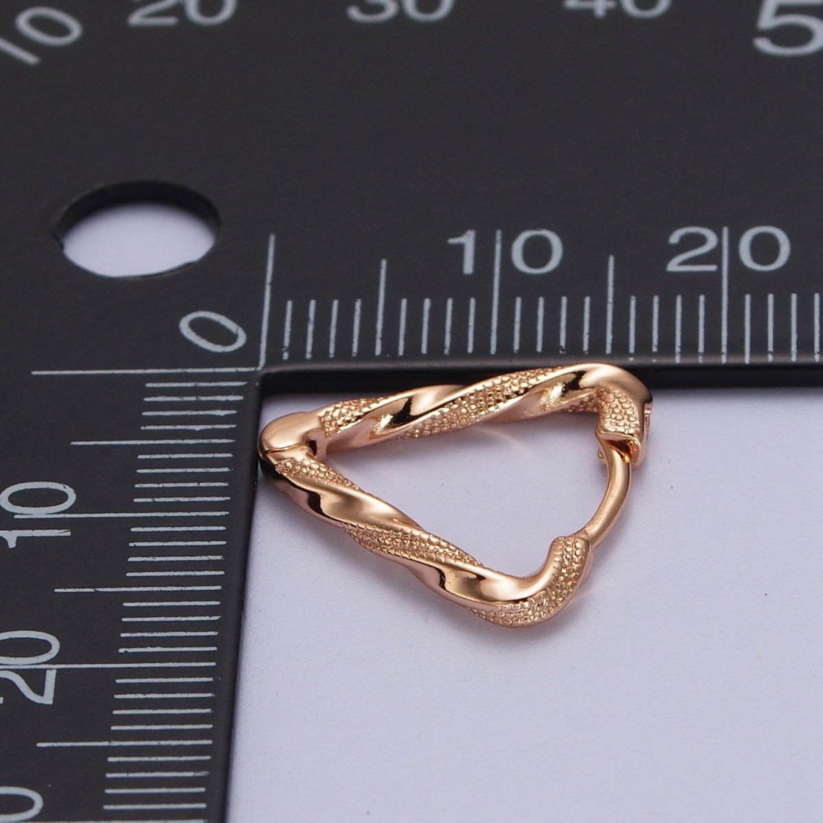 Pinky Gold Triangle Twisted Dotted Geometric 16mm Huggie Hoop Earrings | V-042 - DLUXCA