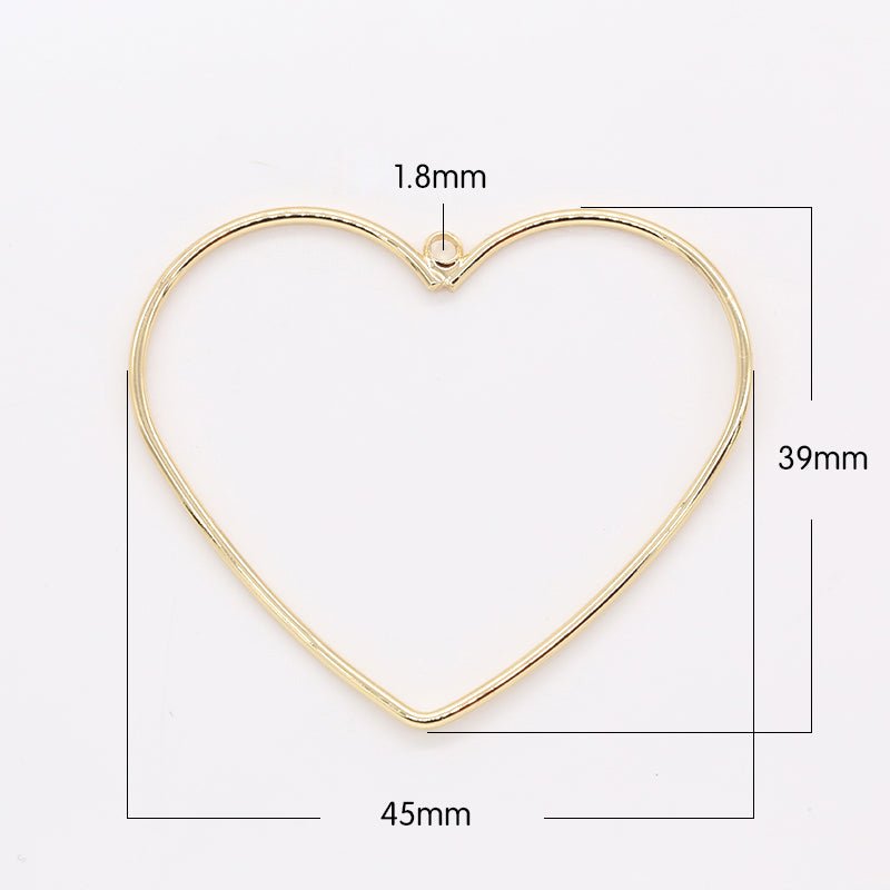 Plain Gold Full Heart Charm, Golden Plain Geometric Love Heart Shape Charm Pendant GP-183 - DLUXCA