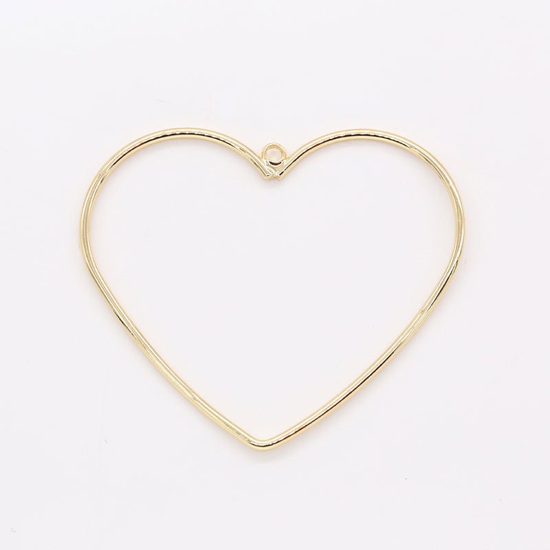 Plain Gold Full Heart Charm, Golden Plain Geometric Love Heart Shape Charm Pendant GP-183 - DLUXCA