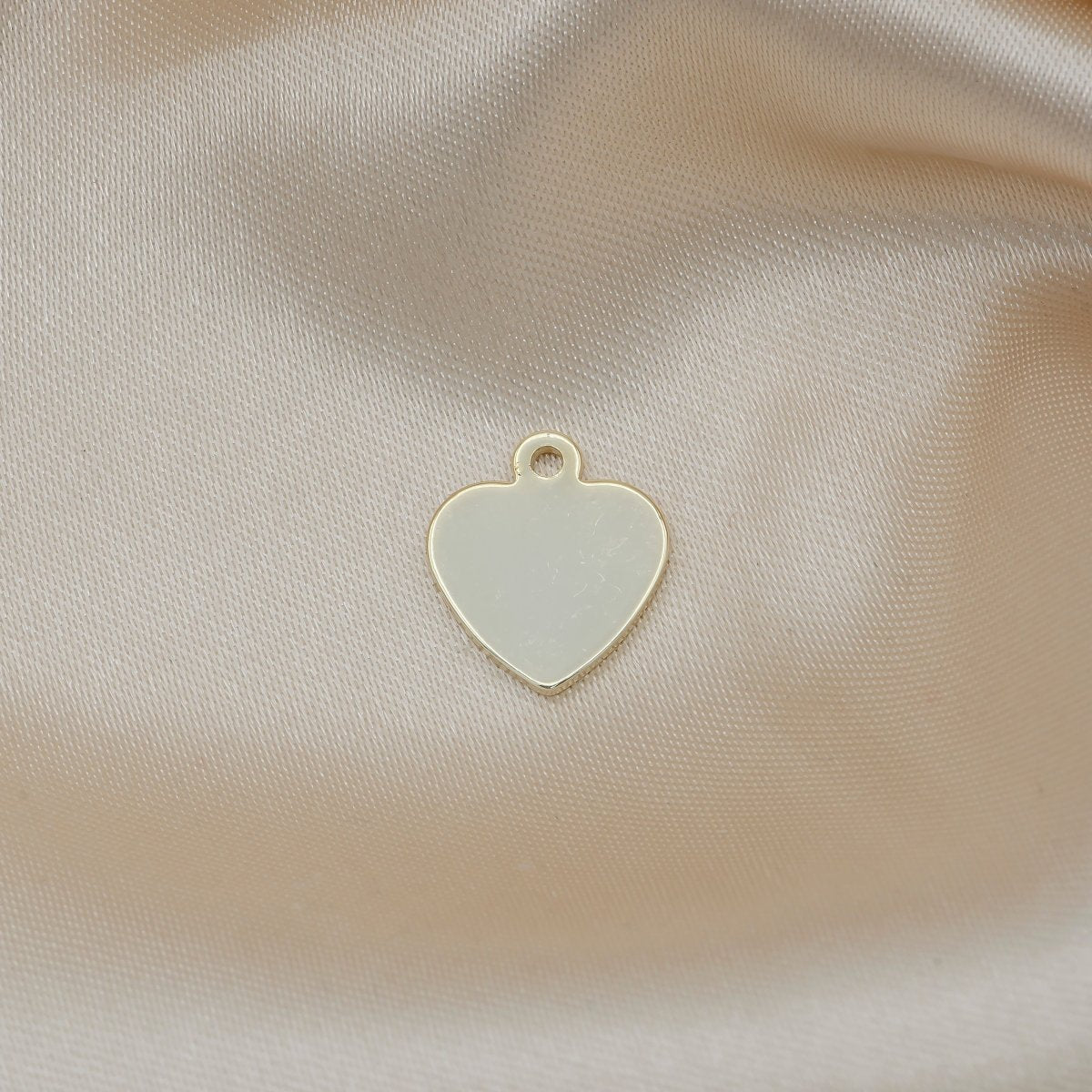 Plain Gold Heart Charm, Gold Plated Pure Golden Loving Valentine Heart of Gold Charm Pendant GP-300 - DLUXCA