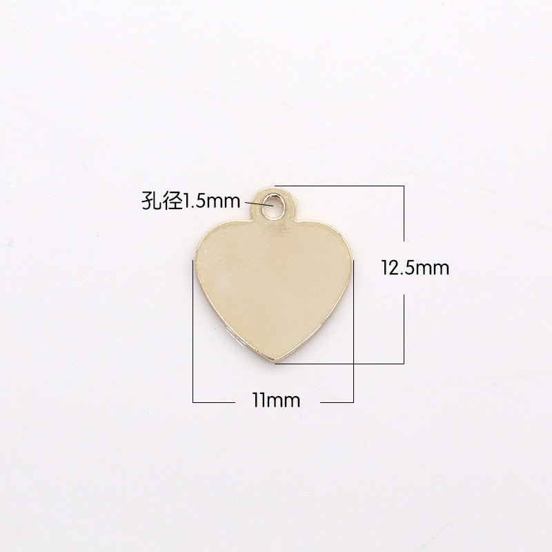 Plain Gold Heart Charm, Gold Plated Pure Golden Loving Valentine Heart of Gold Charm Pendant GP-300 - DLUXCA