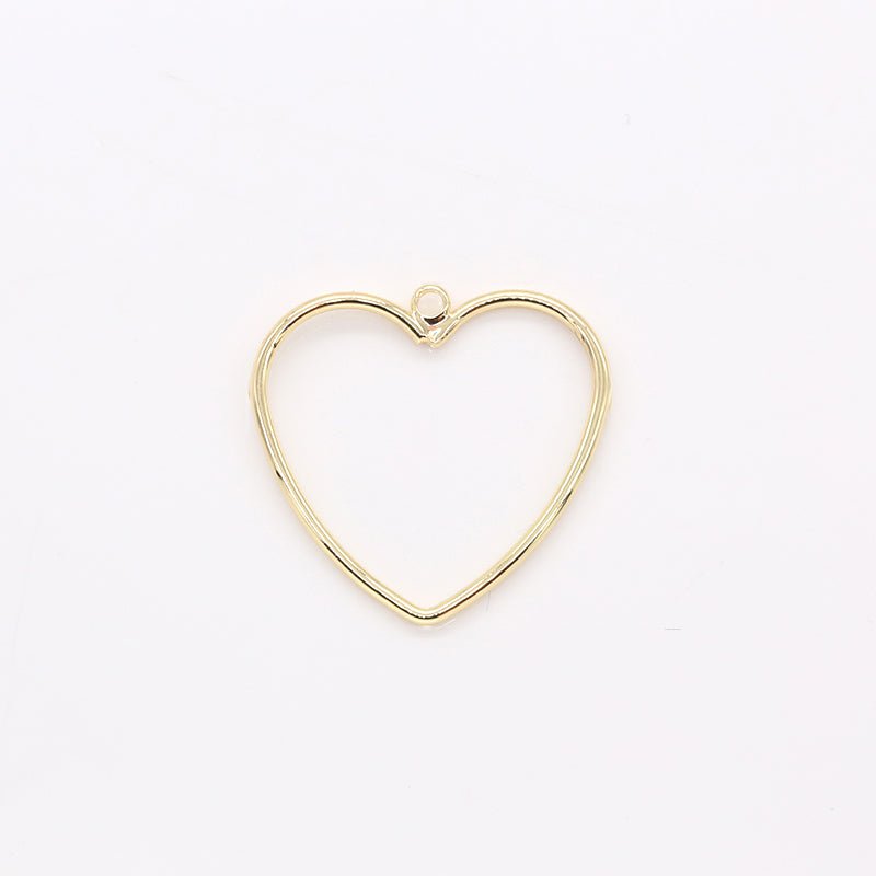 Plain Gold Mini Full Heart Charm, Golden Plain Geometric Small Love Heart Shape Charm Pendant GP-188 - DLUXCA