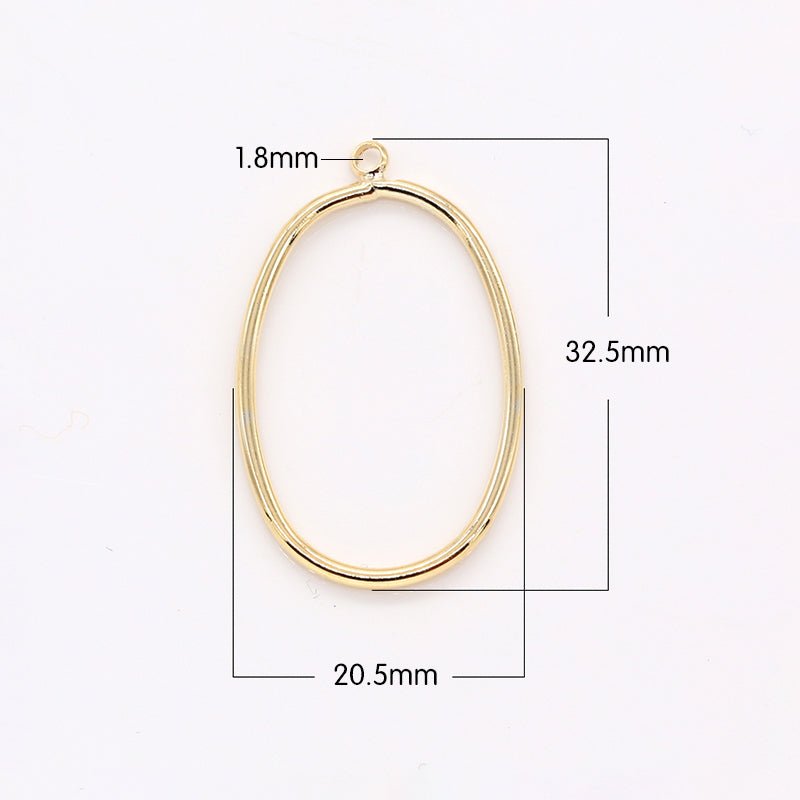 Plain Gold Oval Charm Golden Geometric Oval Shape Charm Pendant GP-195 - DLUXCA