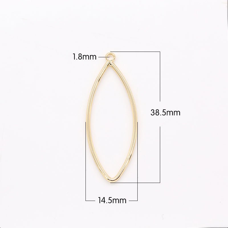 Plain Gold Oval Charm, Golden Geometric Shape Charm Pendant GP-184 - DLUXCA