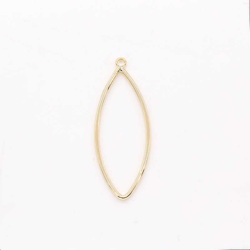 Plain Gold Oval Charm, Golden Geometric Shape Charm Pendant GP-184 - DLUXCA