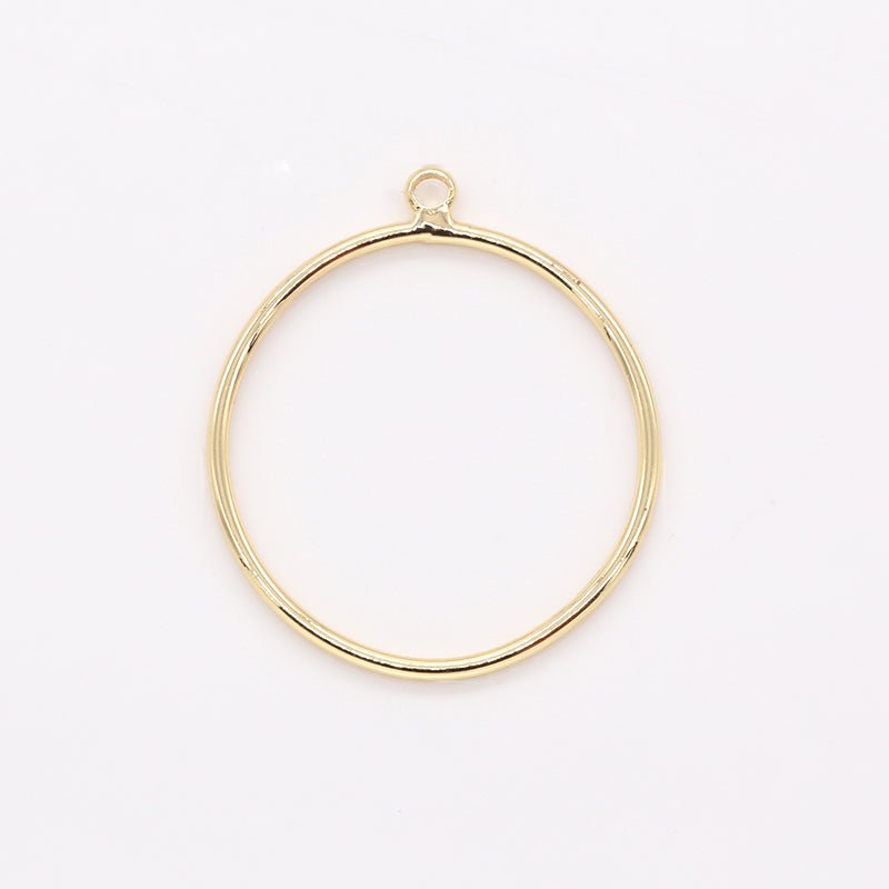 Plain Gold Round Circle Ring Hoop Charm, Golden Geometric Shape O-Ring Charm Pendant GP-186 - DLUXCA