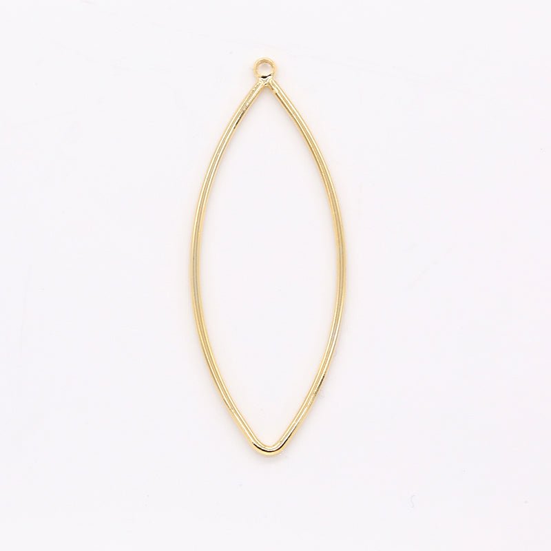 Plain Gold Sharp Angle Oval Charm, Golden Plain Geometric Shape Charm Pendant GP-182 - DLUXCA