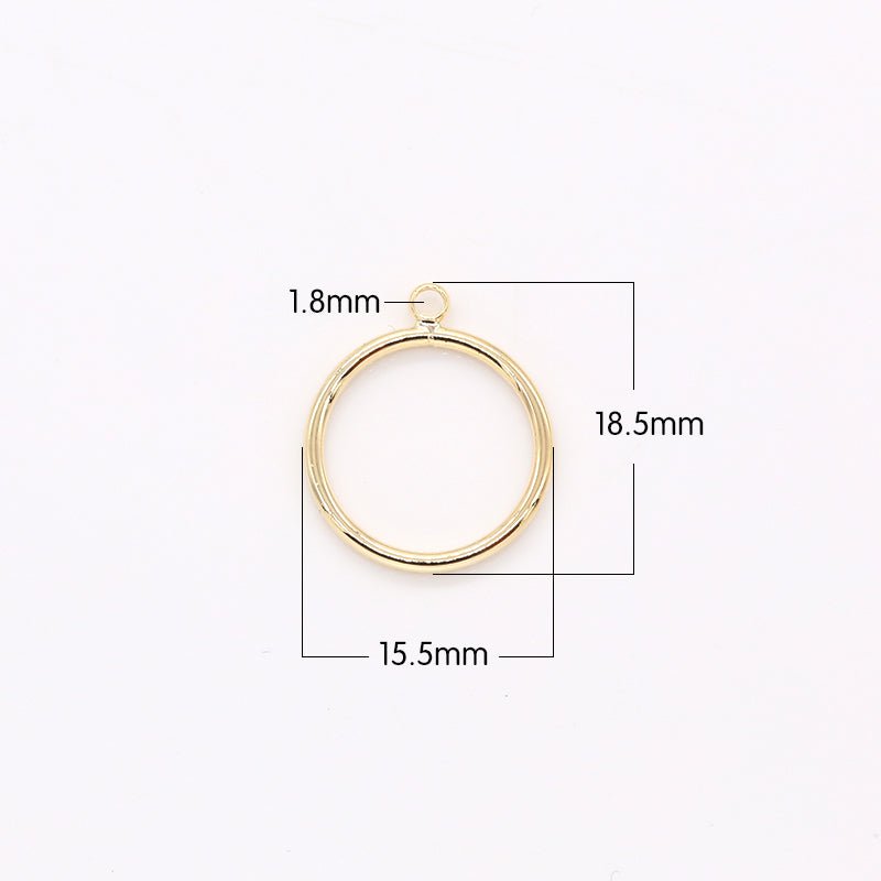 Plain Gold Small Round Circle Ring Charm, Golden Dainty Geometric Shape Charm Pendant GP-185 - DLUXCA