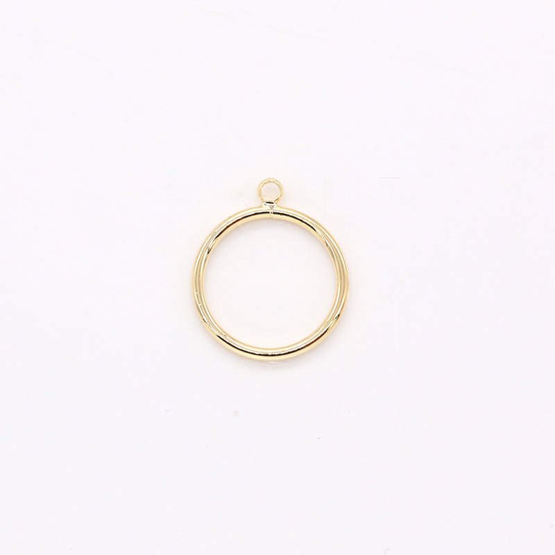 Plain Gold Small Round Circle Ring Charm, Golden Dainty Geometric Shape Charm Pendant GP-185 - DLUXCA