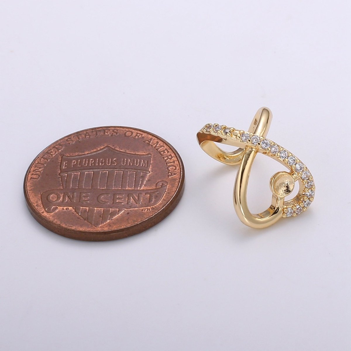 Plain Gold Zirconia Spiral Earcuff CZ Micro Pave Earring Jewelry GP-671 - DLUXCA