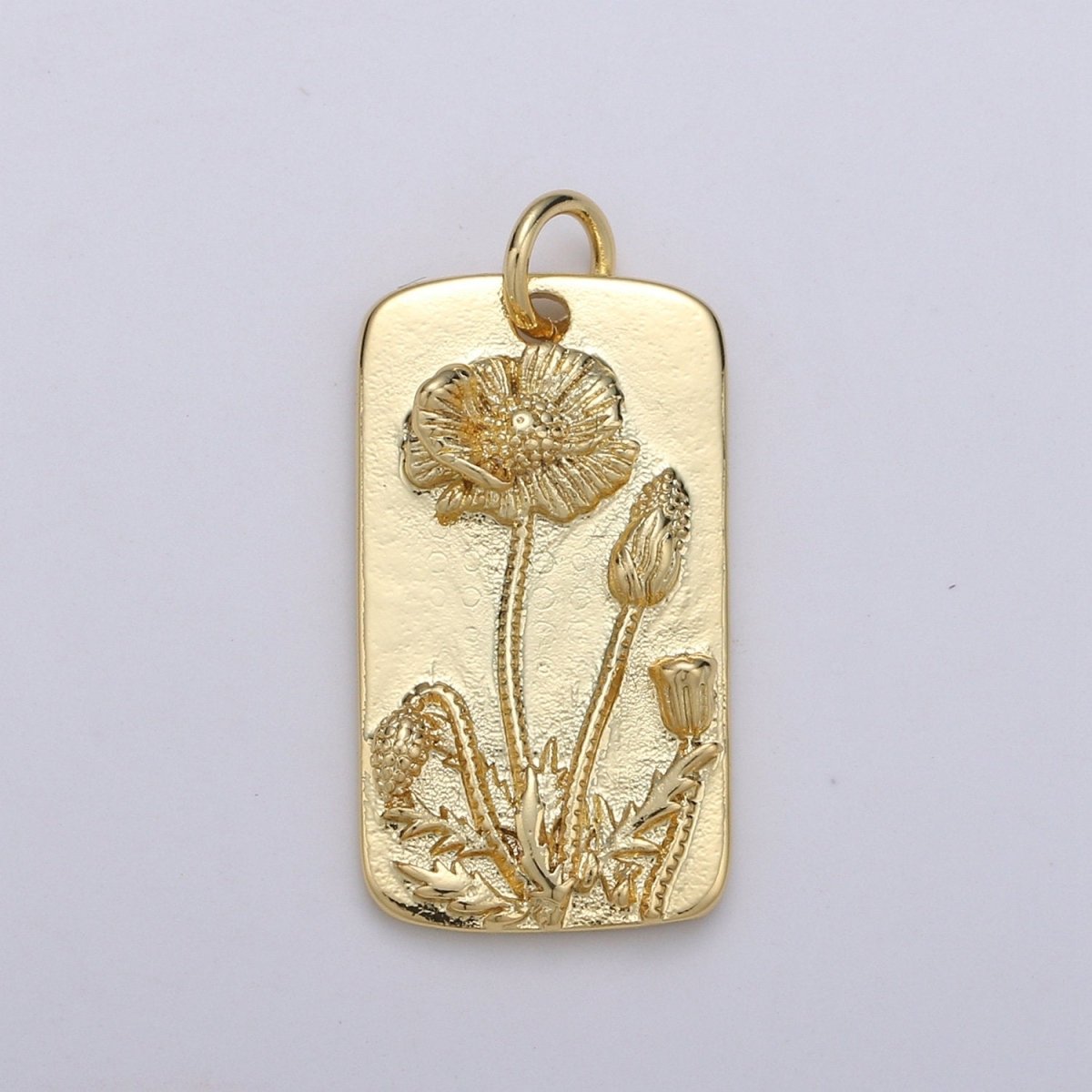 Poppy Flower Charms, Gold Tag Pendant, Dainty Poppy Charm, Small Wild Flower Charm for Necklace Floral Flower Tag Jewelry D-768 - DLUXCA
