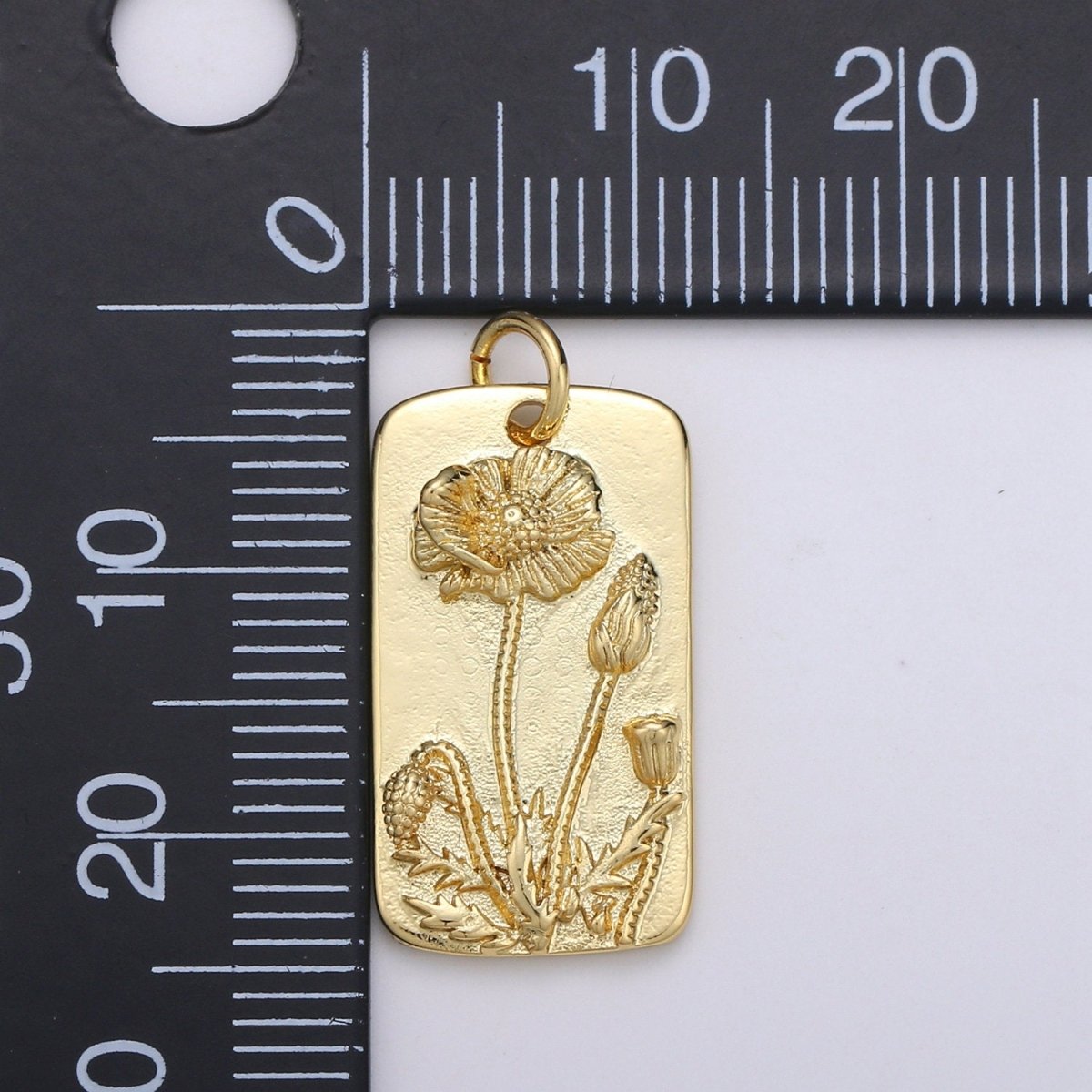 Poppy Flower Charms, Gold Tag Pendant, Dainty Poppy Charm, Small Wild Flower Charm for Necklace Floral Flower Tag Jewelry D-768 - DLUXCA