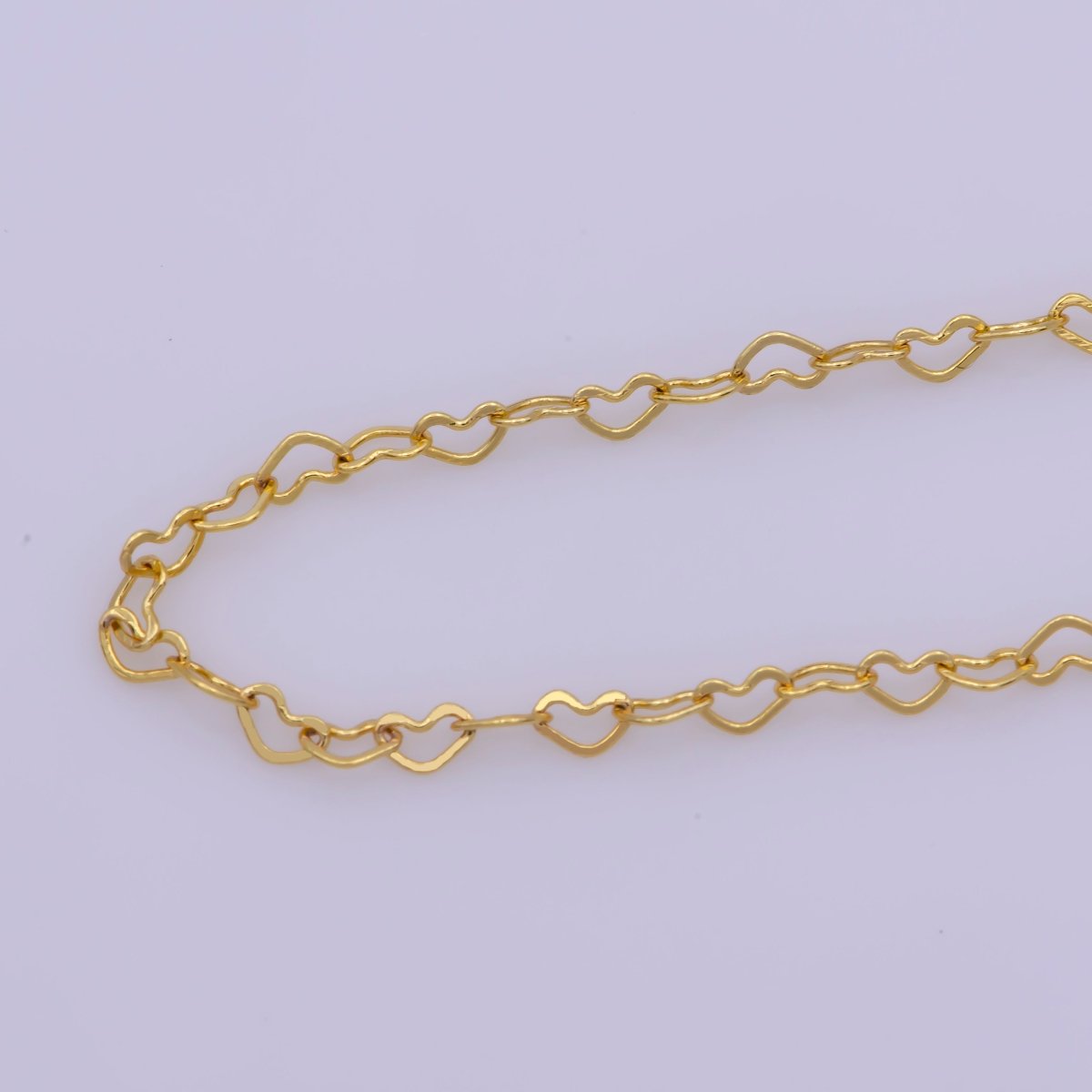 *Pre-order only with MOQ of 50 pcs* 24K Gold Filled 1.6mm Heart Chain Necklace With Spring Clasp 18 inch long Dainty Necklace WA-371 - DLUXCA