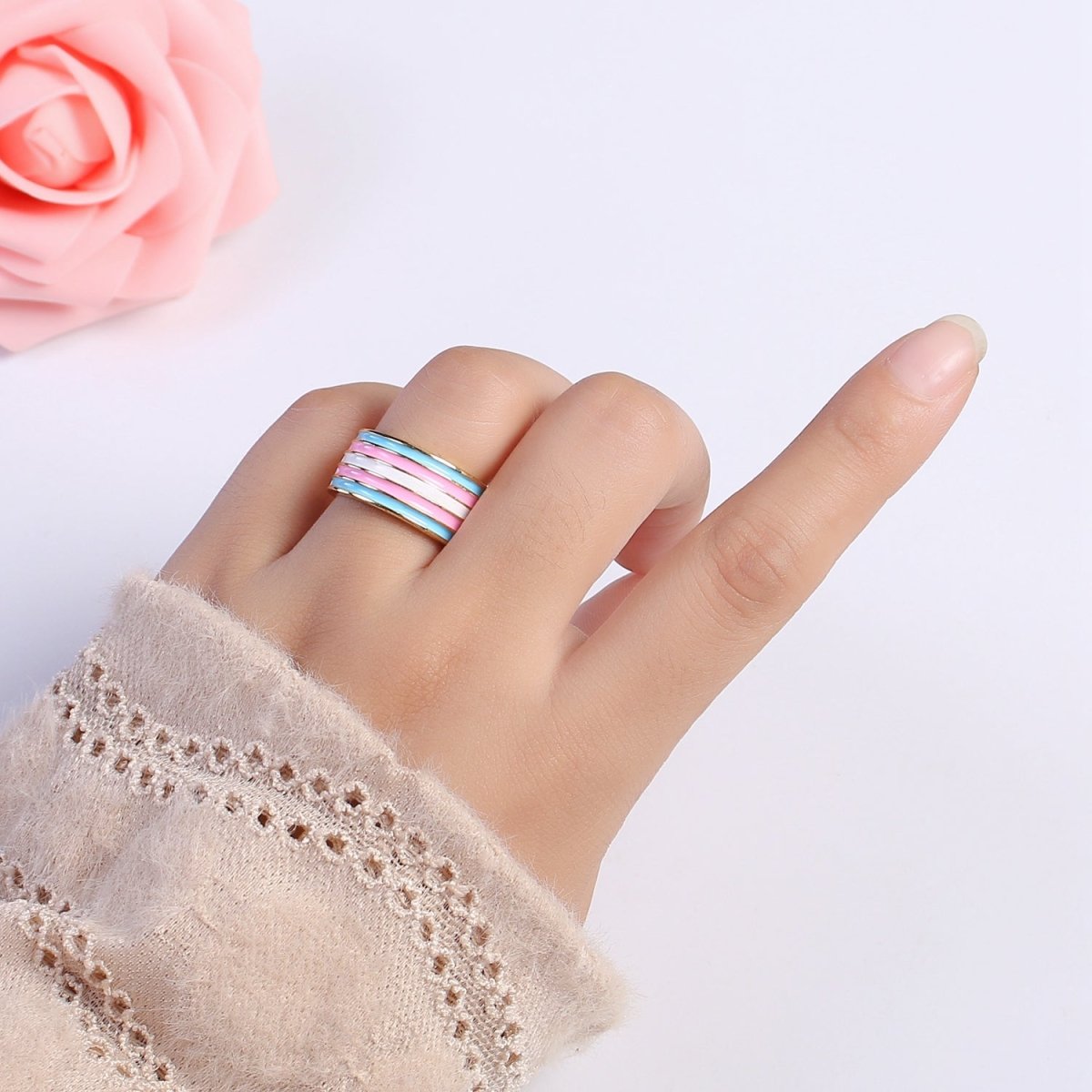 Pride Flag Rings LGBTQ Ring Gold Filled Open Adjustable Stackable Ring Trans Gay Pansexual Nonbinary Non Binary Bisexual Genderfluid Asexual Genderqueer U-061~U-068 - DLUXCA