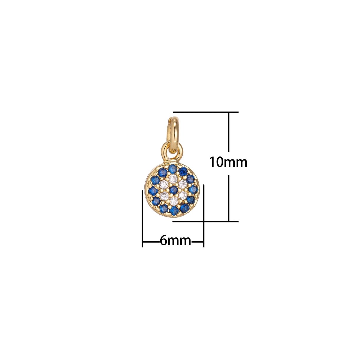 Products Dainty Tiny 18k Gold Fill / White Gold Coin Round Charm Pave CZ Cubic Zirconia pendant for Earring, Necklace, Bracelet Jewelry Making Supply C-160 - DLUXCA