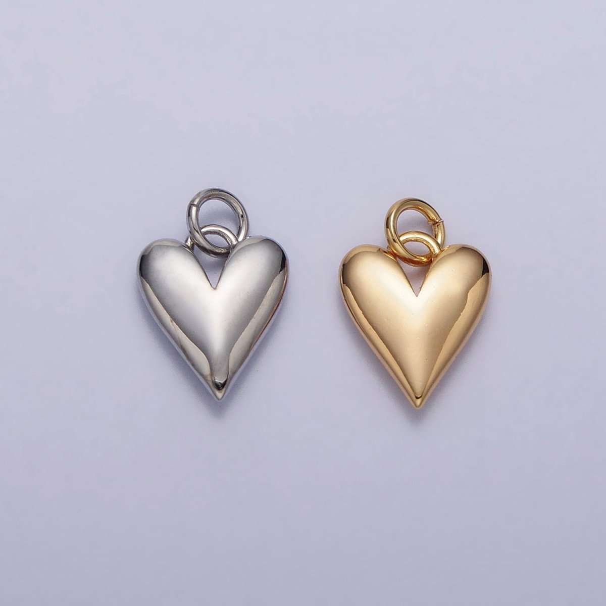 Puffed Heart Minimalist Valentine Add-On Charm in Gold & Silver | AC-305 AC-306 - DLUXCA