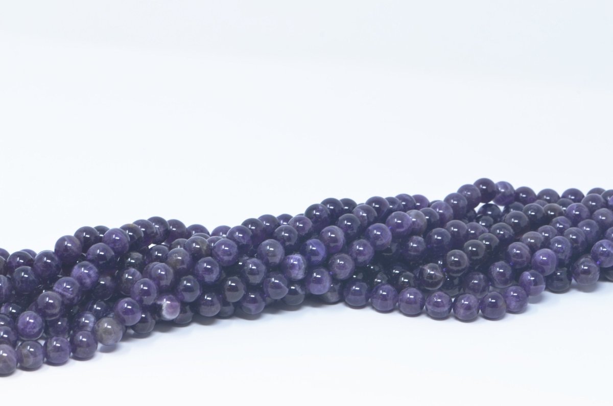 Purple Amethyst Beads Natural Gemstone Round Loose in 8mm 10mm 12mm Full 15" Strand High Quality for Bracelet Necklace Jewelry Making - DLUXCA