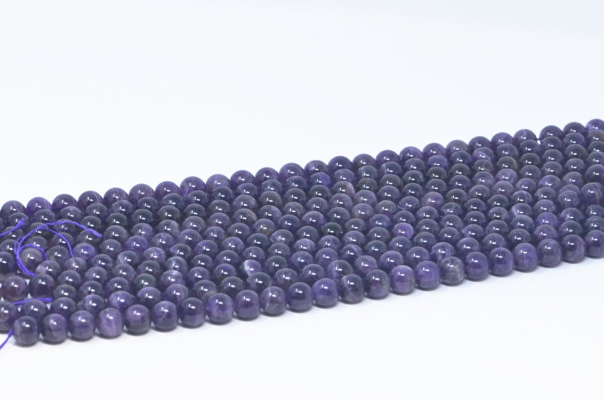 Purple Amethyst Beads Natural Gemstone Round Loose in 8mm 10mm 12mm Full 15" Strand High Quality for Bracelet Necklace Jewelry Making - DLUXCA
