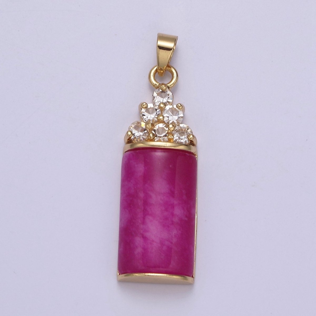 Purple Jade Pendant Vintage Design Micro Pave Silver Drop Charm for Necklace W-634 W-635 - DLUXCA