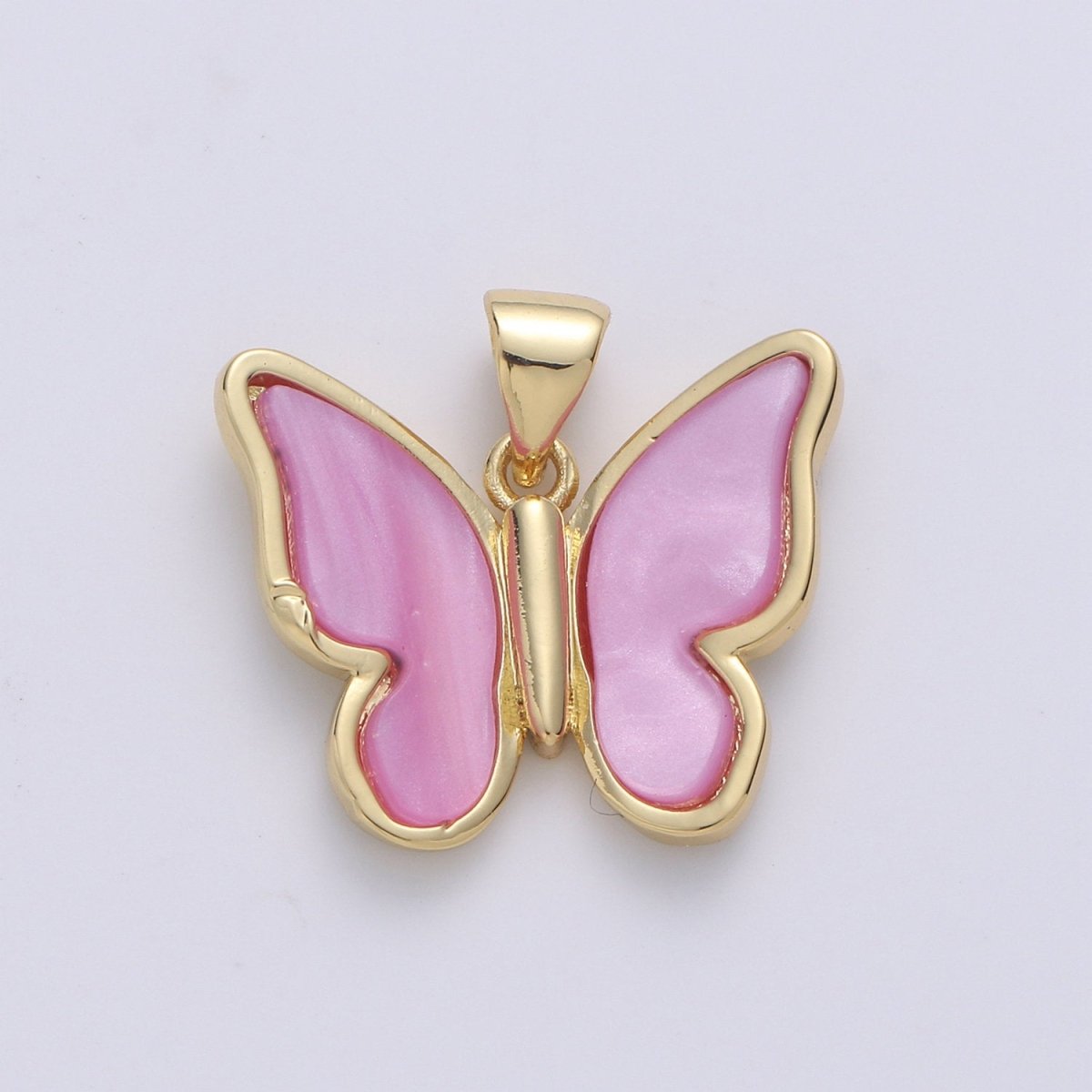 Purple Mariposa Butterfly Charm Pearl Butterfly Charm Acrylic Pendant for Necklace Earring Bracelet Component Real Gold Plated Tarnish Free I-849~I-851 - DLUXCA
