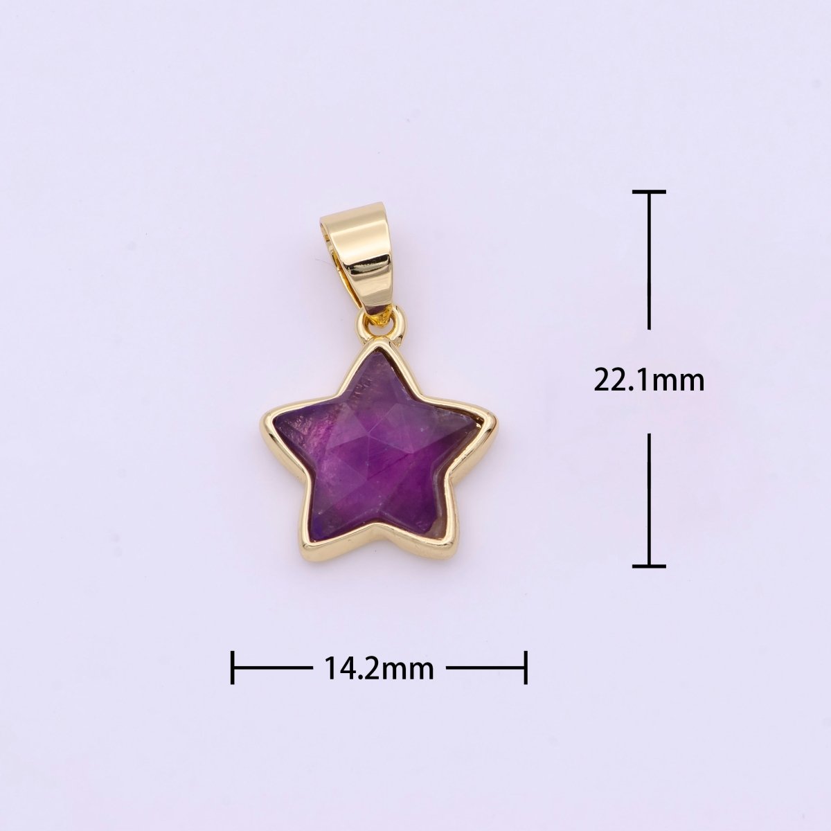 Purple Multifaceted Cubic Zirconia Celestial Star Gold Pendant I-750 - DLUXCA