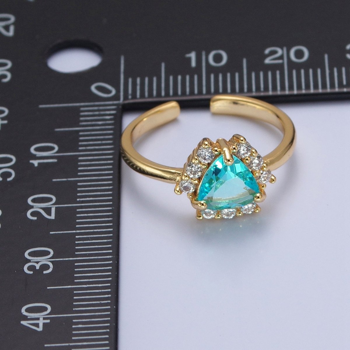 Purple / Teal Triangle Micro Pave Cubic Zirconia Promise Ring O-784 O-785 - DLUXCA