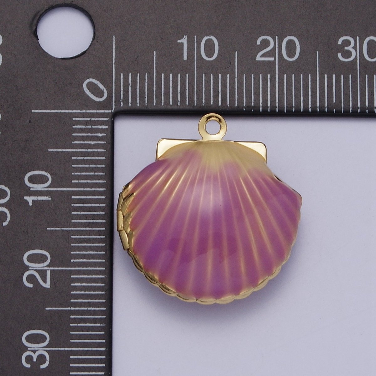 Purple/Teal Enamel Clam Sea Shell Gold Locket Charm For Beach Jewelry AG-028 AG-029 - DLUXCA