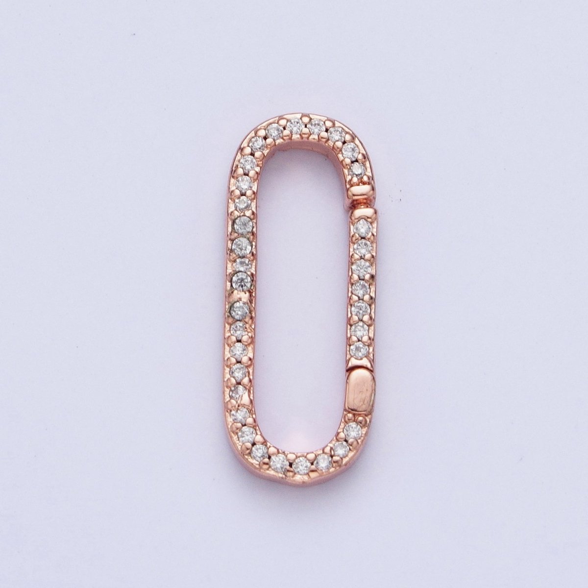 Push Gate Ring Gold Filled Micro Pace CZ Long Oval Spring Gate Clasps For DIY Jewelry Making in Gold, Silver, Rose Gold, Black L-854 L-855 L-856 L-857 - DLUXCA